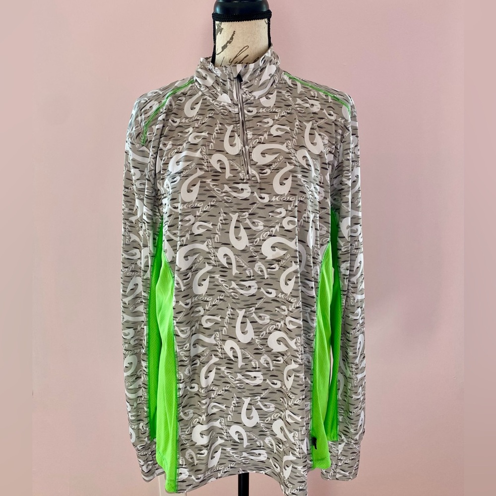 Men’s Mojo Gray and Green Quarter-Zip Pullover Size Large